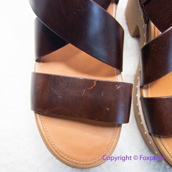 New! FitFlop women's Pilar Back-Strap Leather Clogs in‎ Brown, size 8 - Picture 4 of 16